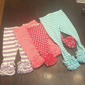 Lot of 4 sew sassy frilly pants lot leggings. Size 6.